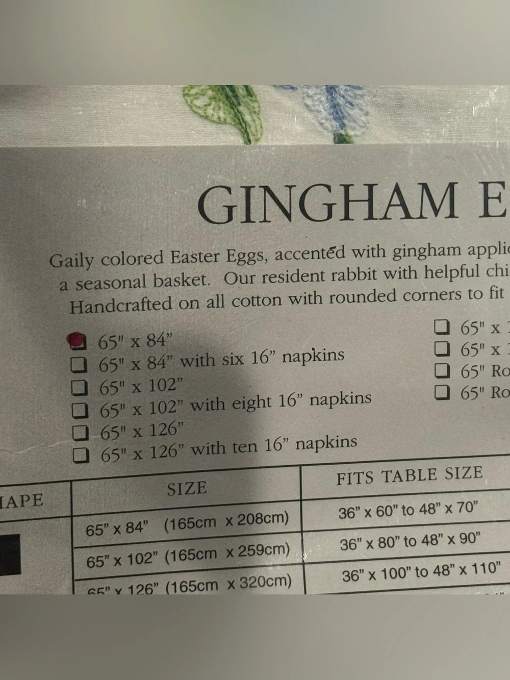 Embroidered Colorful Eggs Bunny & Chicks Tablecloth for 65